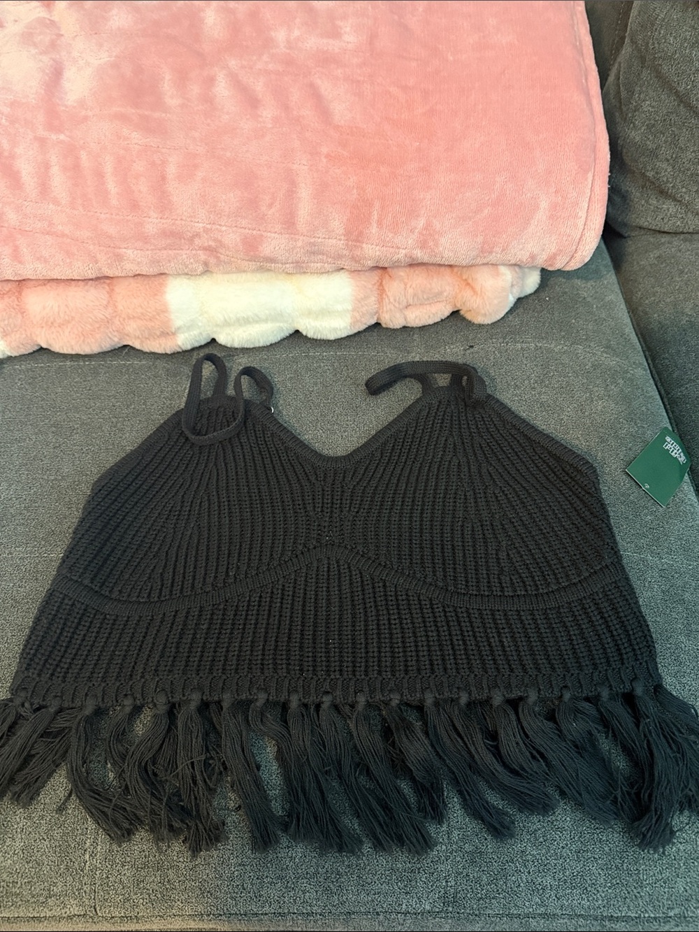 Target Black Knit Fringe Bandeau Bralette